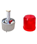 Internal components and red lens of Industrial LED Rotating Strobe Beacon Emergency Warning Light With Buzzer, 110V AC Revolving Signal Tower Lamp
