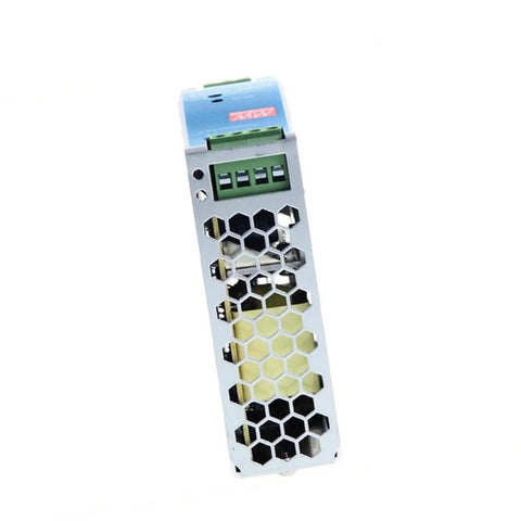 12 Pack Slim Switch Mode DIN Rail Power Supply 75W 90 To 264V AC Input Budget Friendly Industrial PSU For Automation Control Systems And Machinery NDR 75 24 Durable Low Profile Design, front view
