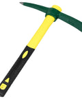 Drop Forged 15 Inch One Piece Adze Pick Garden Tool For Weeding And Digging, 1.4Lb Pick Axe with Fiberglass Handle on white background.