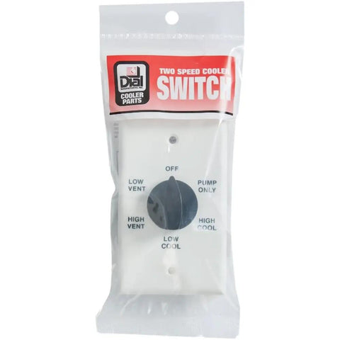 Two Speed Dial Wall Switch 115 V Black With 6 Position Knob 25A At 125 And 220 Volt AC Fits Any 1 Gang Box Includes Mounting Screws Plastic Wall Plate Perfect For 1 HP Motors, packaged view