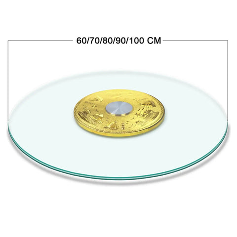 Tempered Glass Lazy Susan With Swivel Assist System Round Tabletop Rotating Tray 100cm Large Serving Plate