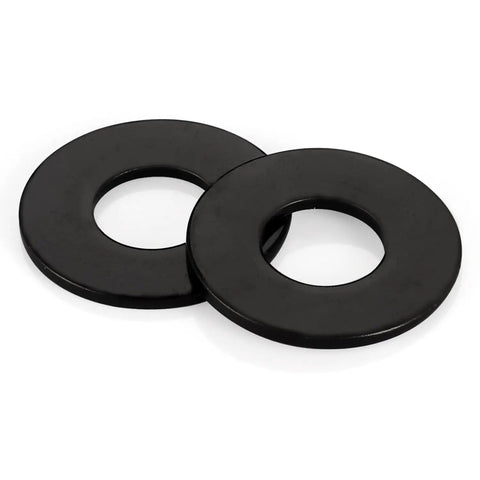 50 Pack Five Sixteenth Inch Black Flat Washers, Seven Eighths Inch Outer Diameter, One Sixteenth Inch Thick, 304 Stainless Steel Hardware Washers for Screws and Bolts, Corrosion Resistant, High Temp Durable Fastener Washers, black flat washers