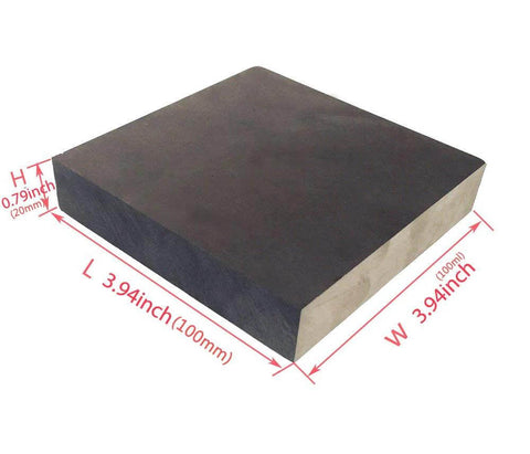 Graphite ingot plate with smooth polished surface, 100mm x 100mm x 20mm