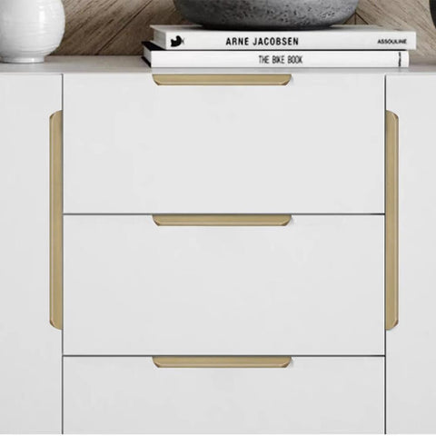 Bronze Aluminum Edge Finger Cabinet Pulls Set Of Two 80mm Hidden Drawer Pulls on white furniture, sleek modern design, easy installation