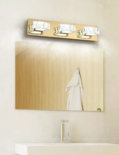 Dimmable Three Light Vanity Lights For Bathroom Over Mirror 22 Inch Modern LED Wall Sconces 15W 6000K Cool White Gold Finish