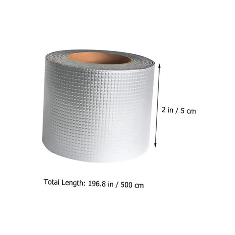 Two Rolls Butyl Repair Tape Sealant For Roof Leaks, Pipe Cracks, And Outdoor Surfaces with dimensions 2in by 196.8in displayed