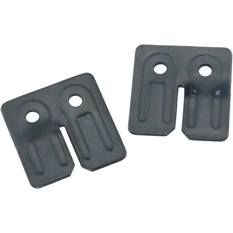Top Shelf Table Leaf Hardware Kit Featuring Built Tough Leveling Buckles And Eight Rust Resistant Screws For Dining Furniture Reinforcement and Drawer Fastener No Sweat Setup, showing two black steel table leaf locks.