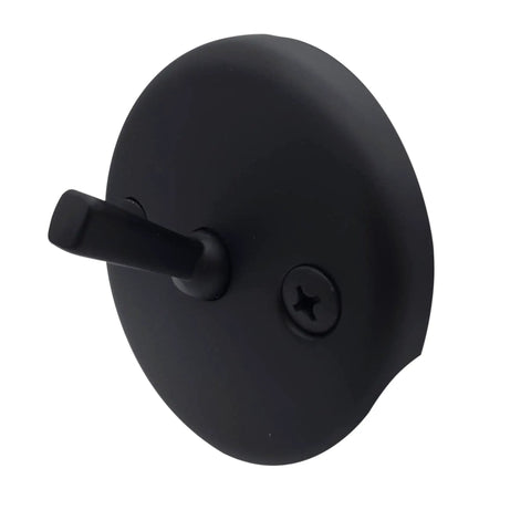 3-1/8 Inch Trip Lever Bathtub And Shower Drain Kit With Two-Hole Overflow Faceplate Beehive Strainer Matte Black Finish close-up
