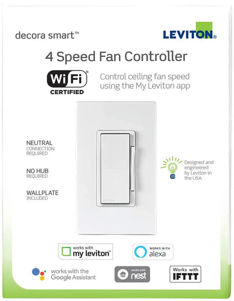 Packaging of Smart Wi Fi Fan Speed Controller With No Hub Lets You Run Four Speeds From Anywhere Using The Smart Home App