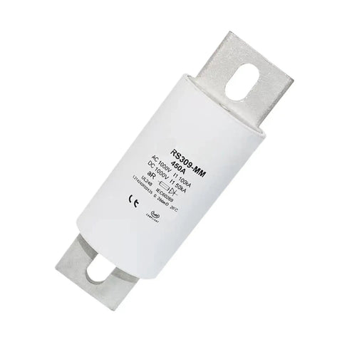 Heavy Duty Rs309 Mm Ev High Voltage Dc Fast Charging Fuse Four Hundred Amps for electric vehicle charging with fuse body and terminals.