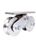 Beefy Track Wheel Casters For Industrial Doors And Machinery, U V H Type Dual Wheel, Heavy Duty 1500kg Load, Stainless Steel Pulley, Smooth Rolling And Tough Construction, 68 mm stainless steel dual-wheel caster