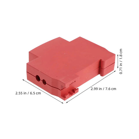 Four Pack Snazzy Snap In Fire Extinguisher Guards For Aerosol Suppressors No Sweat Sticker Shields in red, dimensions shown.