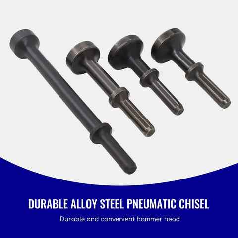 Pro Grade Smoothing Air Hammer Bits Kit - 5 Pc Pneumatic Chisel Set, alloy steel with 0.401 In shank, extended length