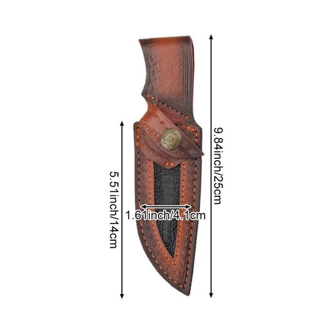 Rugged Leather Knife Sheath For Fixed Blade Knives With Secure Buckle Scabbard Pouch dimensions