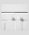Badass White Round Cabinet Knobs For Kitchen And Farmhouse Drawers Boasting A Super Clean Slick Design Sturdy Zinc Build With No Hassle Quick Install Mounting Screws Included Tight Grip Handles 10 Pack on white cabinet doors.