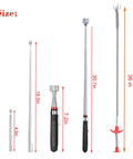 Amazon three-piece pickup tool set with extendable magnetic grabbers and flexible claw heads; metal shafts, up to 36 inches.