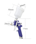 HVLP Paint Spray Gun with 125CC Cup and 0.8Mm Nozzle for Car Repairs Top Notch Pneumatic Sprayer shown with dimensions.