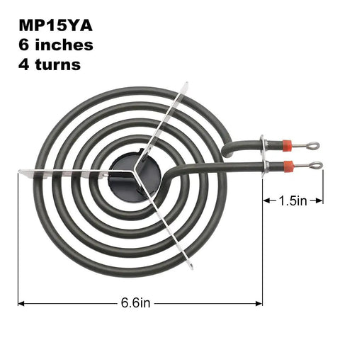 MP15YA 6-inch electric range burner coil for Porcelain Drip Pan Replacement Set For 6 And 8 Inch Electric Range Burners