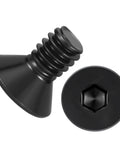 Close-up of 25 Pcs Flat Head Socket Cap Screws 1/4-20 X 1/2 Black Carbon Steel Countersunk Bolts for precision projects.