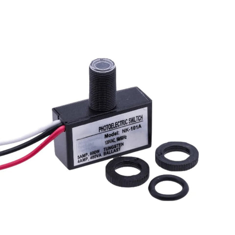 Dusk to Dawn Photocell Sensor Switch for Outdoor Lighting, 120V AC Auto Light Control, with wires and gaskets