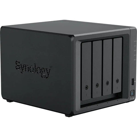Heavy Duty Quad Bay Nas Server With Intel Celeron Six Gigs Ram Thirty Two Tb Storage Plus One Tb Nvme Cache Boost, front view.