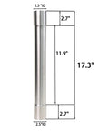 Two Point Five Inch Stainless Steel Exhaust Pipe T304 Mandrel Bent Tubing For Cars shown with measurements, 17.3 inch straight pipe
