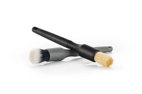 Crevice Cleaning Detailing Brush Kit For Small Spaces Mini Set With Boar's Hair Brush And Ultra Soft Synthetic Brush Black And Gray