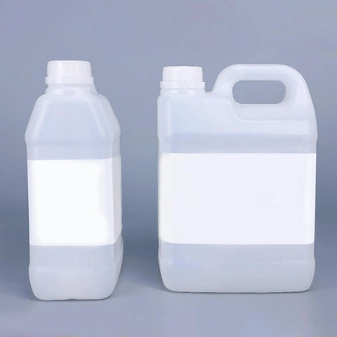 Two Heavy Duty HDPE Water Containers With Handles and Lids Tamper Cover for Oils Shampoos Body Care Dyes Storage