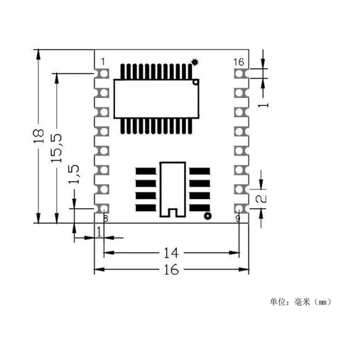 AI Voice Recognition Development Board Plug And Play For Smart Projects With Offline Language Processing With UART PWM IO Output TF Card Audio Playback USB Programmable Recording DC 5V Powered Module V20 HLK Style, 16mm diagram