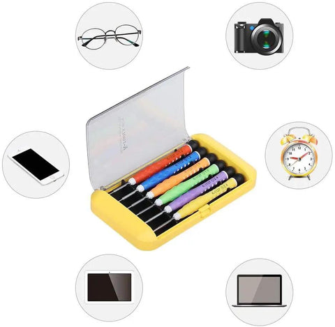 Mini Screwdriver Set Of 6 With CR V Bits For Eyeglasses Sunglasses Electronics Watches And Small Gadgets Pro Repair Tool Kit With Non Slip Handle Yellow