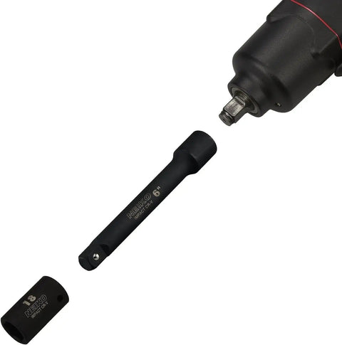 Half Inch Drive Impact Extension Bar Set Tough CrV Steel Three Piece Kit With 3 Inch 6 Inch And 8 Inch Extensions For Tight Spaces On Cars And Bikes For DIYers And Pros, showing a 6-inch extension bar