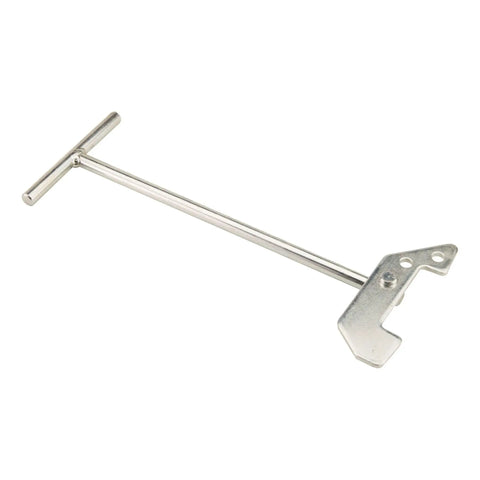 Universal Garbage Disposal Unjamming Wrench For Quick Jam Release Fits Waste King And Moen Disposals, metal tool with T-handle.