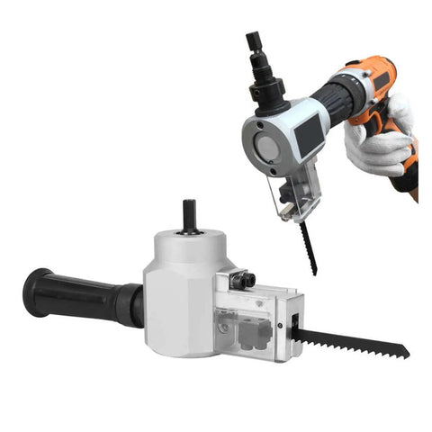 Yt-180A Double Head Sheet Nibbler with drill attachment converting standard drill for cutting metal and wood.