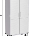 Heavy-Duty Metal Storage Cabinet With Four Shelves And Locking Doors Mobile Rolling Design For Garage Warehouse And Studio Stainless Steel Tool Organizer With Adjustable Feet And Built To Last Rugged Wheels, 36W x 18D x 72H in