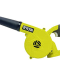 Compact 18 Volt Cordless Workshop Blower With Battery And Charger, lightweight design ideal for sawdust removal.