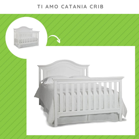 Full Size Bed Rail Conversion Kit For Ti Amo Convertible Cribs, Solid Wood Rail For Toddler To Adult Beds, White