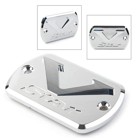 Slick CNC Aluminum Front Brake Fluid Cap Reservoir Cover Protector For Yamaha V-Star 650 1998-2016 V-Star 95 Chrome Finish