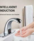 Automatic Sensor Touchless Bathroom Sink Faucet In Chrome Hands Free Battery Powered Modern Vanity Tap With Deck Plate
