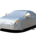 Heavy Duty All Weather 2 Layer Car Cover With Driver Door Zipper Universal Sedan Fit Up To 200 Inches Waterproof UV Protection