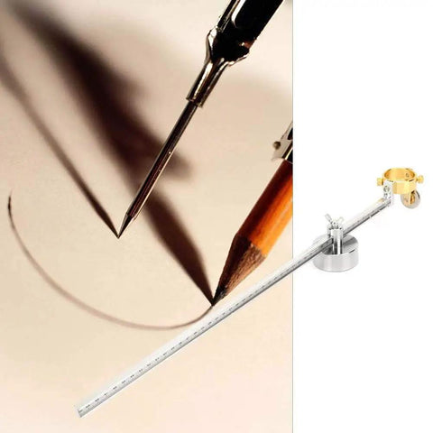 Magnetic Plasma Cutter Guide And Mount With Adjustable Height From 10 To 100 Cm, tool clamped for circular cut on paper