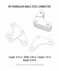 M6 Threaded Triangular Angle Steel Connector White Shelf Bracket diagram, metal shelving reinforcement, heavy-duty use