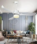 Modern Scandinavian Ceiling Fan With Bright Led Lights And Remote Dimming Switch Delivering Legit Smooth Airflow For Bedroom Kitchen Or Office. Living room setting.
