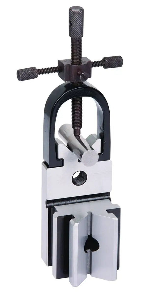 Hardened Steel Multi Use Vee Block And Clamp Set With Precision Ground Finish For Pro Machinists Central Ground V Groove Pin Removal Hole And Four Three Eighths Inch 16 Tapped Holes, V-block clamp