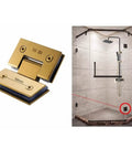 Brushed Gold Glass Door Clip Clamp and Hinge for 8 to 12mm Toughened Glass Stainless Steel 304 Hardware Heavy Duty Support
