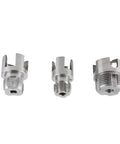 Heavy Duty Electric Drill Pipe Threader With 1/4 Inch Hex Shank for threading; three metal thread adapters shown.