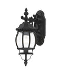 Frontenac 1 Light Outdoor Wall Lantern with Clear Beveled Glass Shades Black Finish 20 By 6 Six Point Five Inch Exterior Fixture