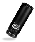 Heavy Duty Half Inch Drive 19mm Deep Well Metric 6 Point Chrome Molybdenum Impact Socket With Corrosion Resistant Black Phosphate Finish viewed at an angle.