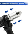 Cordless Rivet Gun Tool Kit With Four Rivet Heads 2.4mm 3.2mm 4.0mm And 4.8mm, riveter nut insert attachment close-up