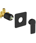 Wall Mount Shower Valve Rough-In Kit With Single Handle Tub Shower Mixer, Matte Black Bathroom Trim, Brass Construction