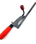 Heavy Duty Japanese Style Saw Rasp Sander With Swap Out Dual Grind Blades Coarse And Fine Teeth, 10 inch tool with red handle.